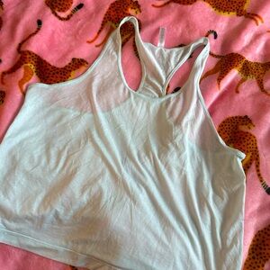 Athleta Light Blue Loose Lightweight Workout Razorback Tank Top Size Extra Small